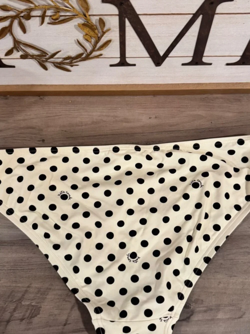 Kate Spade New York Polka Dot Bikini Bottoms Cream Black XL
